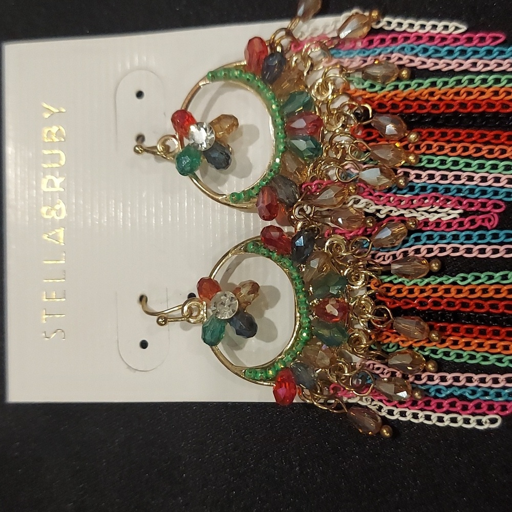 STELLA & RUBY CHANDELIER CHAIN EARRINGS - Picture 4 of 8